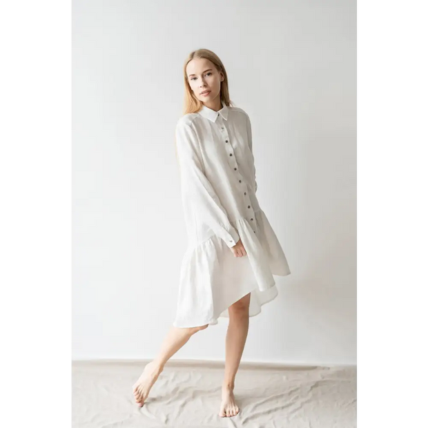 Natural Linen Maternity Shirt-dress - One Size - Dresses