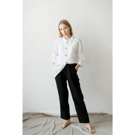 Pure Linen Black Pants with Pockets - S / Plum - Pants