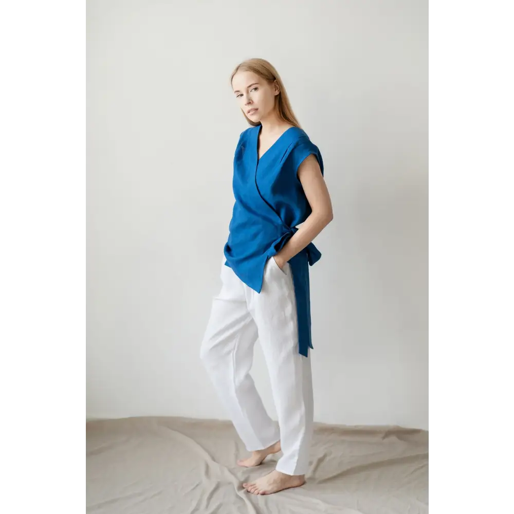 Pure Linen Pants with Pockets - One Size - Pants