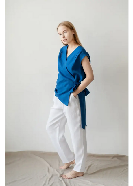 Pure Linen Pants with Pockets - One Size - Pants
