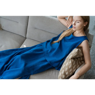 Royal Blue Linen Blouse - One Size - Blouses