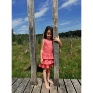 Salmon Ruffle Linen Dress - Dresses