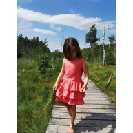 Salmon Ruffle Linen Dress - Dresses