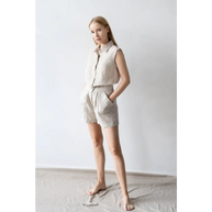 Sleeveless Linen Shirt - One Size - Blouses