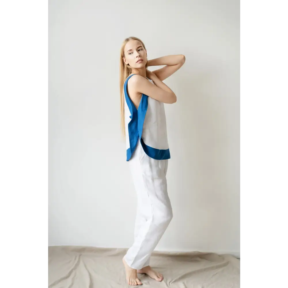 Special Design White Linen Dress - One Size - Blouses