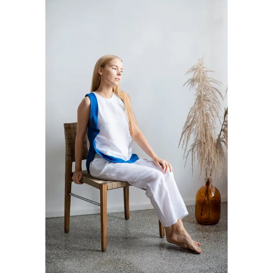 Special Design White Linen Dress - One Size - Blouses