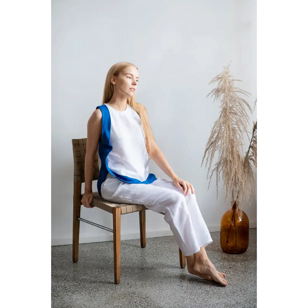 Special Design White Linen Dress - One Size - Blouses