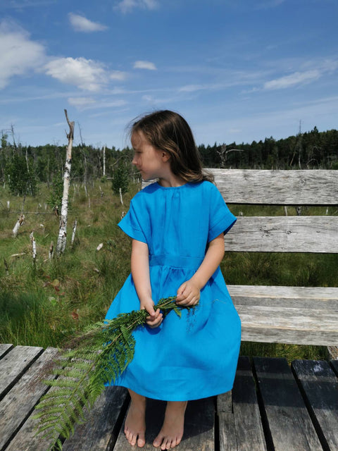 Linen Dress for Girls – Relaxed Summer Dress with Short Sleeves