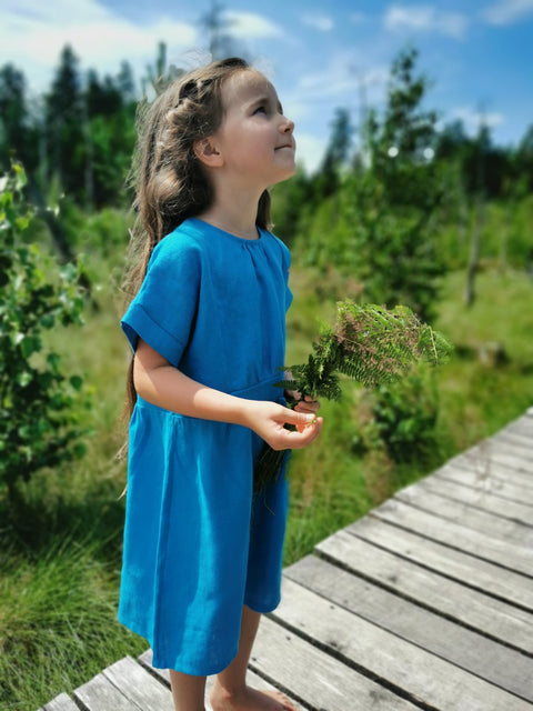 Linen Dress for Girls – Relaxed Summer Dress with Short Sleeves