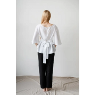 White Linen Blouse with Wide Sleeves - One Size - Blouses