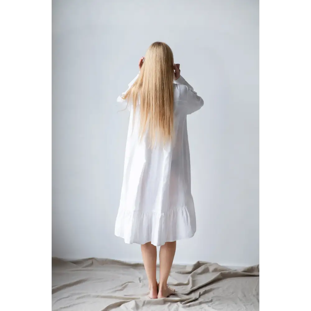 White Linen Shirt-dress for Women - One Size - Dresses
