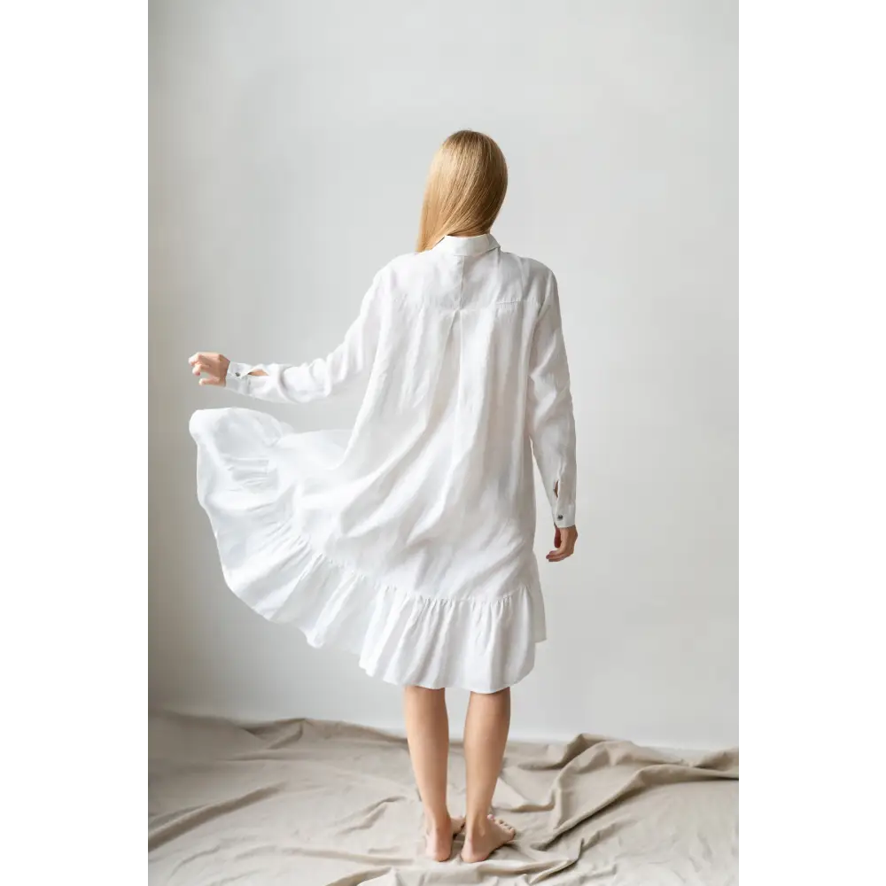 White Linen Shirt-dress for Women - One Size - Dresses