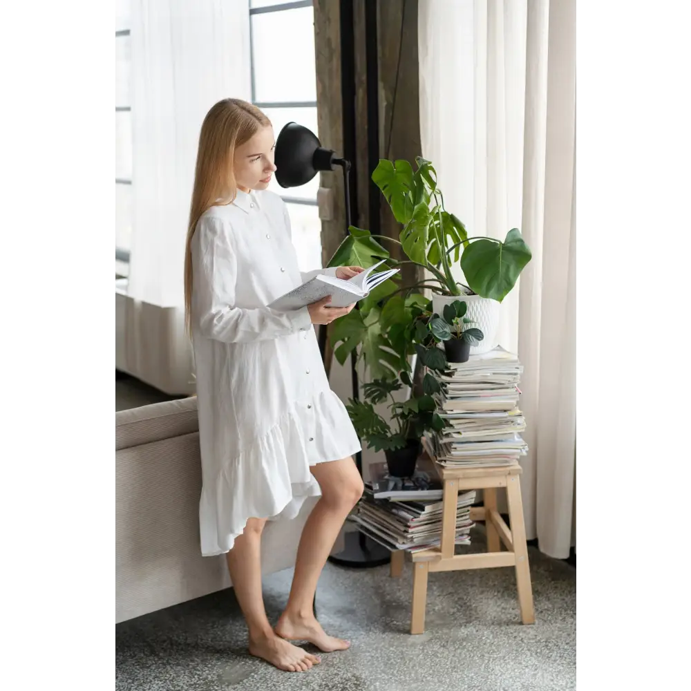 White Linen Shirt-dress for Women - One Size - Dresses