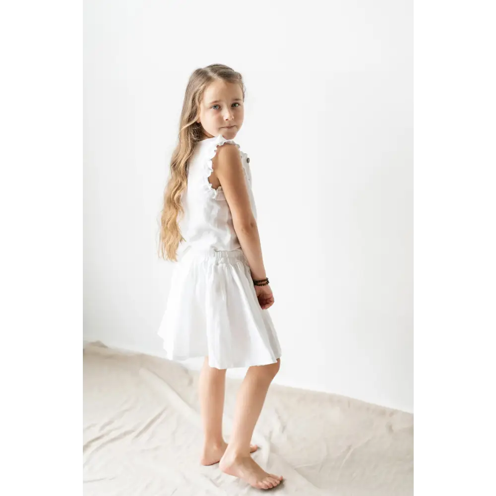 White Ruffle Linen Skirt - One Size - KIDS
