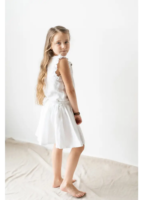 White Ruffle Linen Skirt - One Size - KIDS