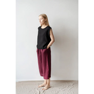 Wide Natural Linen Pants with Pockets - One Size - Pants